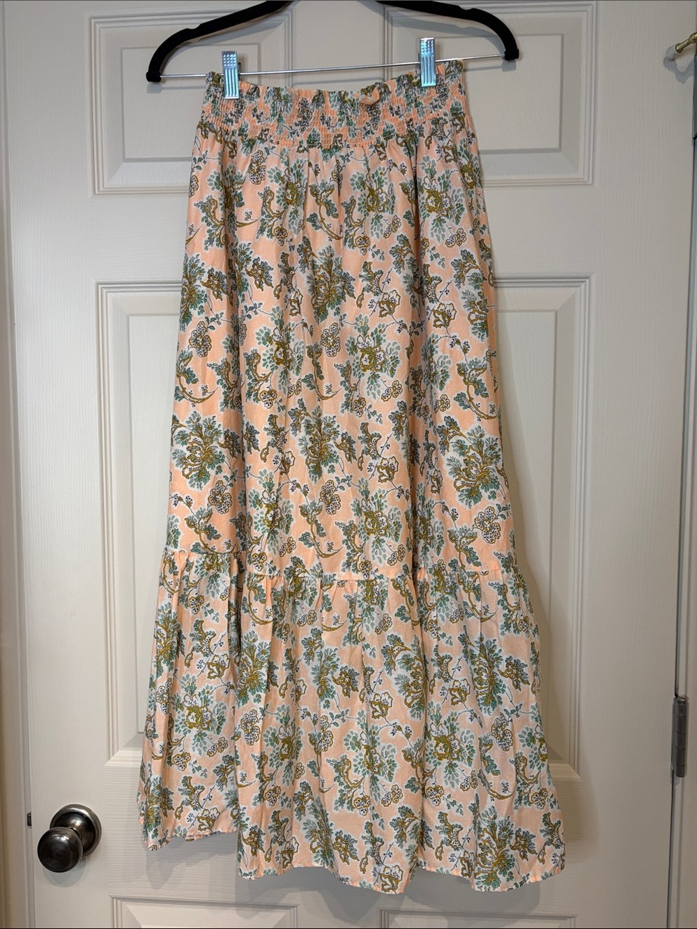Ann Taylor Peach Floral Tiered Maxi Skirt - Picture 3 of 4